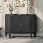 Black/Navy/White/Gray 2-Door Antique Pattern Storage Cabinet, 33.5"H