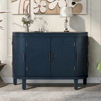 Black/Navy/White/Gray 2-Door Antique Pattern Storage Cabinet, 33.5"H