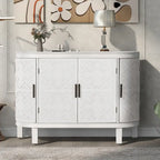 Black/Navy/White/Gray 2-Door Antique Pattern Storage Cabinet, 33.5"H