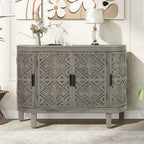 Black/Navy/White/Gray 2-Door Antique Pattern Storage Cabinet, 33.5"H
