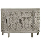 Black/Navy/White/Gray 2-Door Antique Pattern Storage Cabinet, 33.5"H