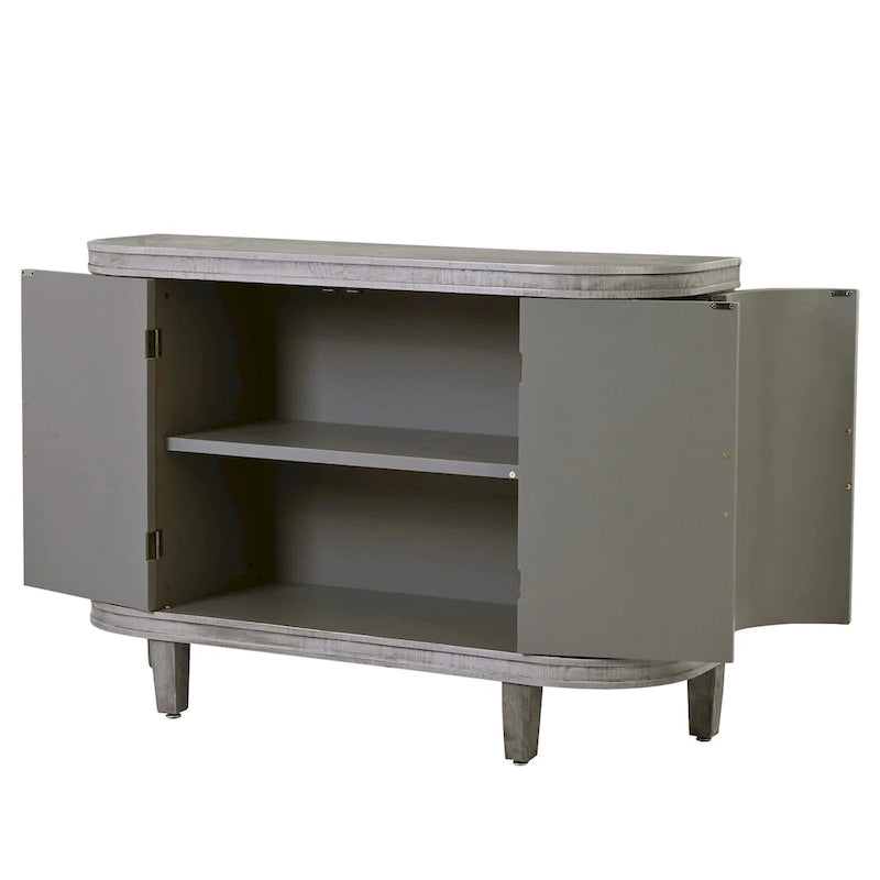 Black/Navy/White/Gray 2-Door Antique Pattern Storage Cabinet, 33.5"H