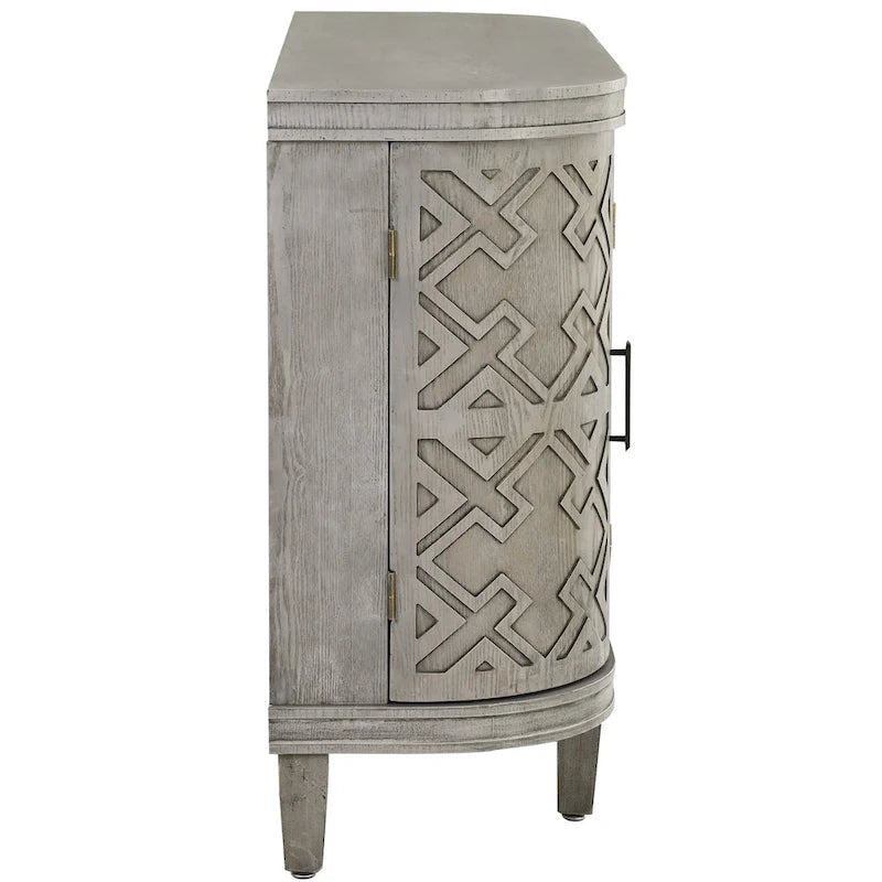 Black/Navy/White/Gray 2-Door Antique Pattern Storage Cabinet, 33.5"H