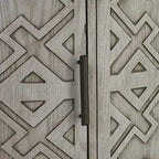 Black/Navy/White/Gray 2-Door Antique Pattern Storage Cabinet, 33.5"H