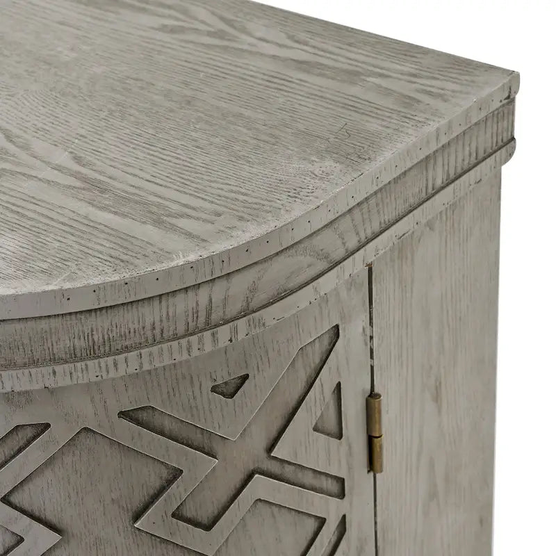 Black/Navy/White/Gray 2-Door Antique Pattern Storage Cabinet, 33.5"H