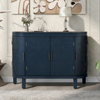Black/Navy/White/Gray 2-Door Antique Pattern Storage Cabinet, 33.5"H