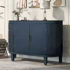 Black/Navy/White/Gray 2-Door Antique Pattern Storage Cabinet, 33.5"H