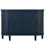 Black/Navy/White/Gray 2-Door Antique Pattern Storage Cabinet, 33.5"H