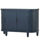 Black/Navy/White/Gray 2-Door Antique Pattern Storage Cabinet, 33.5"H