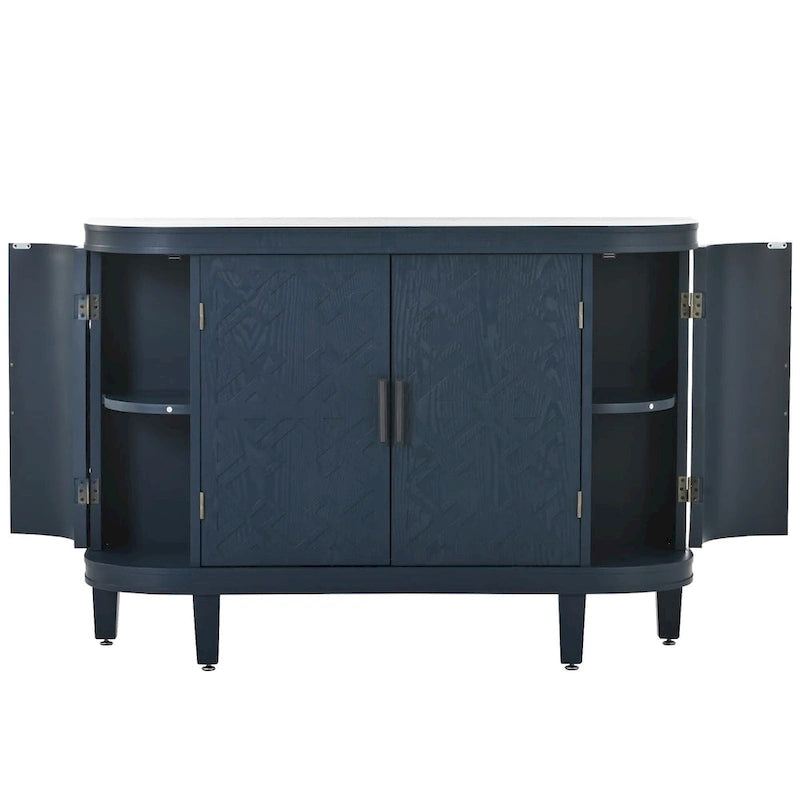 Black/Navy/White/Gray 2-Door Antique Pattern Storage Cabinet, 33.5"H