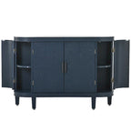 Black/Navy/White/Gray 2-Door Antique Pattern Storage Cabinet, 33.5"H