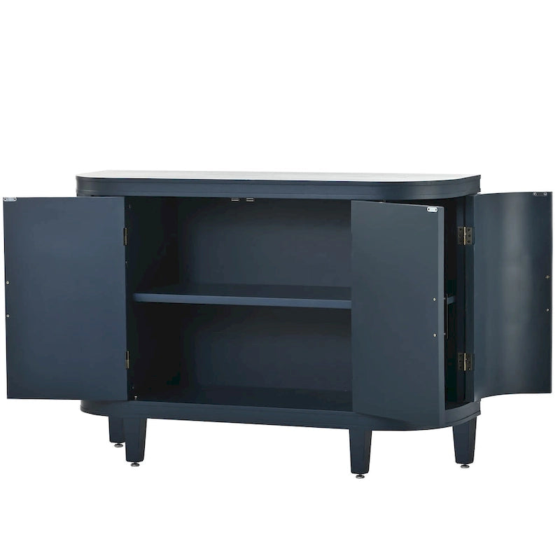 Black/Navy/White/Gray 2-Door Antique Pattern Storage Cabinet, 33.5"H