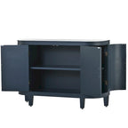 Black/Navy/White/Gray 2-Door Antique Pattern Storage Cabinet, 33.5"H
