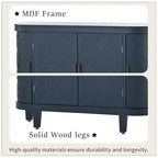 Black/Navy/White/Gray 2-Door Antique Pattern Storage Cabinet, 33.5"H