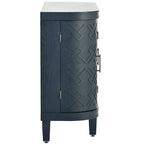 Black/Navy/White/Gray 2-Door Antique Pattern Storage Cabinet, 33.5"H