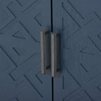 Black/Navy/White/Gray 2-Door Antique Pattern Storage Cabinet, 33.5"H