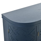 Black/Navy/White/Gray 2-Door Antique Pattern Storage Cabinet, 33.5"H