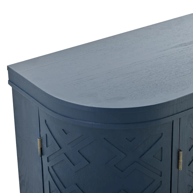 Black/Navy/White/Gray 2-Door Antique Pattern Storage Cabinet, 33.5"H