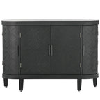 Black/Navy/White/Gray 2-Door Antique Pattern Storage Cabinet, 33.5"H
