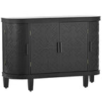 Black/Navy/White/Gray 2-Door Antique Pattern Storage Cabinet, 33.5"H