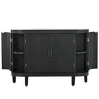 Black/Navy/White/Gray 2-Door Antique Pattern Storage Cabinet, 33.5"H