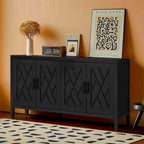 4 Door Wooden Twill Sideboard American Country Vintage Old Living Room