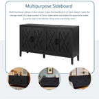 4 Door Wooden Twill Sideboard American Country Vintage Old Living Room