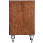 Brown Leather & Capiz Shell Inlay Sideboard with Maple Veneer, Single, Freestanding