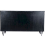 Brown Leather & Capiz Shell Inlay Sideboard with Maple Veneer, Single, Freestanding