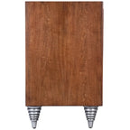 Brown Leather & Capiz Shell Inlay Sideboard with Maple Veneer, Single, Freestanding