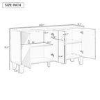 Black / Silver Geometric Pattern Sideboard with Adjustable Shelves, Single, Freestanding