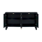 Black / Silver Geometric Pattern Sideboard with Adjustable Shelves, Single, Freestanding