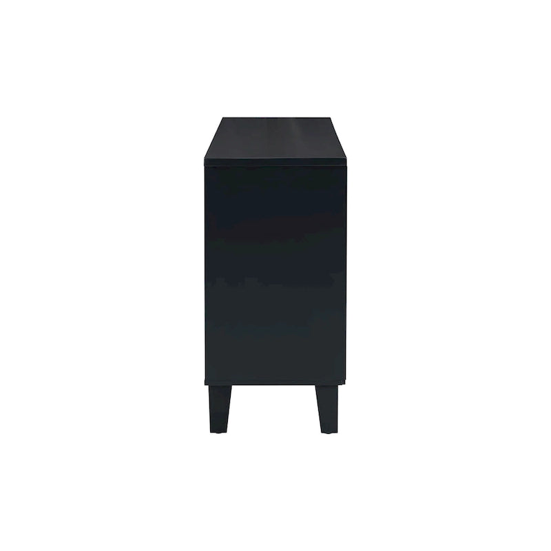 Black / Silver Geometric Pattern Sideboard with Adjustable Shelves, Single, Freestanding