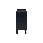 Black / Silver Geometric Pattern Sideboard with Adjustable Shelves, Single, Freestanding