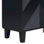 Black / Silver Geometric Pattern Sideboard with Adjustable Shelves, Single, Freestanding
