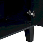 Black / Silver Geometric Pattern Sideboard with Adjustable Shelves, Single, Freestanding