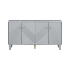 Black / Silver Geometric Pattern Sideboard with Adjustable Shelves, Single, Freestanding