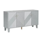 Black / Silver Geometric Pattern Sideboard with Adjustable Shelves, Single, Freestanding