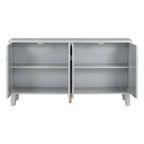Black / Silver Geometric Pattern Sideboard with Adjustable Shelves, Single, Freestanding