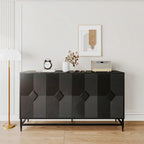 Black 4-Door Fluted Sideboard with Adjustable Shelves