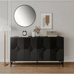 Black 4-Door Fluted Sideboard with Adjustable Shelves