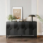 Black 4-Door Fluted Sideboard with Adjustable Shelves