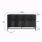 Black 4-Door Fluted Sideboard with Adjustable Shelves