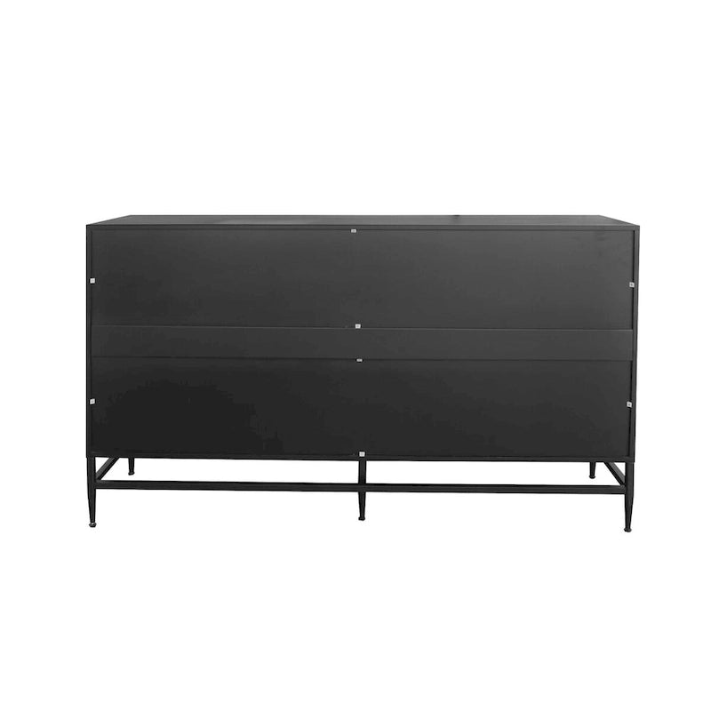 Black 4-Door Fluted Sideboard with Adjustable Shelves