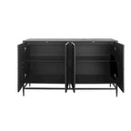 Black 4-Door Fluted Sideboard with Adjustable Shelves