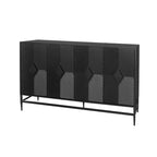 Black 4-Door Fluted Sideboard with Adjustable Shelves