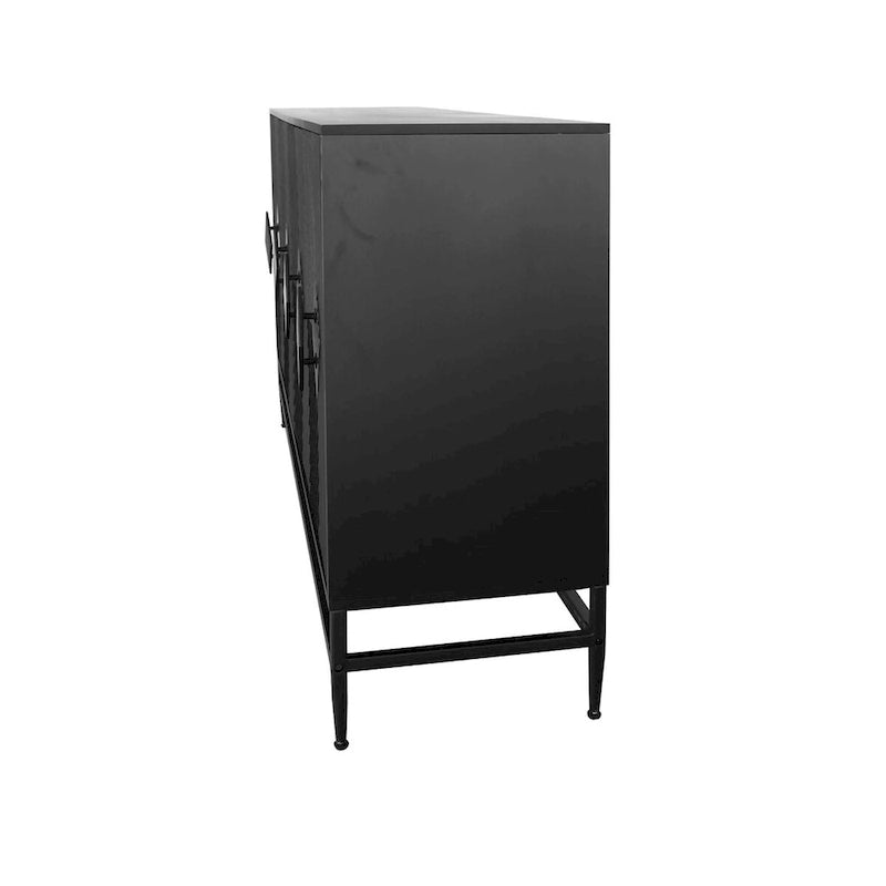 Black 4-Door Fluted Sideboard with Adjustable Shelves