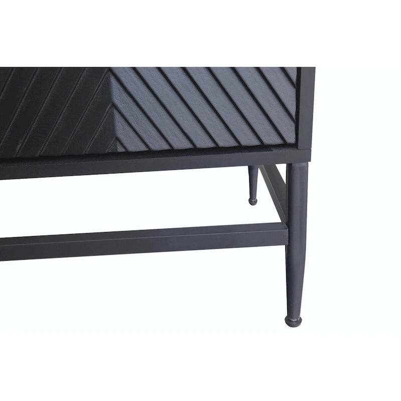 Black 4-Door Fluted Sideboard with Adjustable Shelves