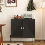Sideboards Buffets Cabinet Home Coffee Bar Cabinet,with Drawers,2 Cabinets and 6-Bottle Wine Rack for Living Room(Black)