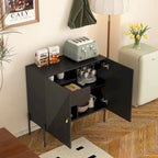 Sideboards Buffets Cabinet Home Coffee Bar Cabinet,with Drawers,2 Cabinets and 6-Bottle Wine Rack for Living Room(Black)